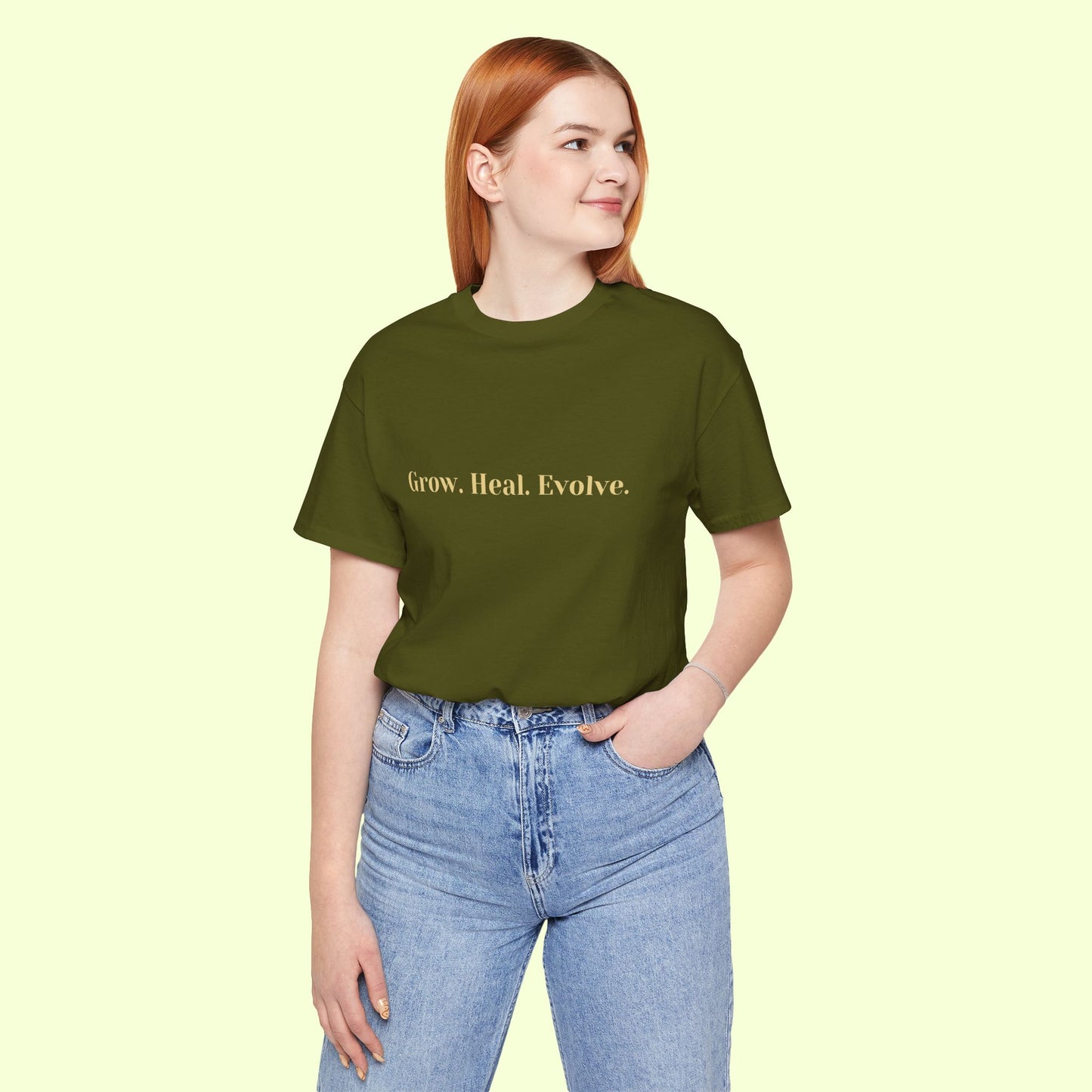 Grow. Heal. Evolve. T-Shirt for Women | Inspirational Faith Quote Tee