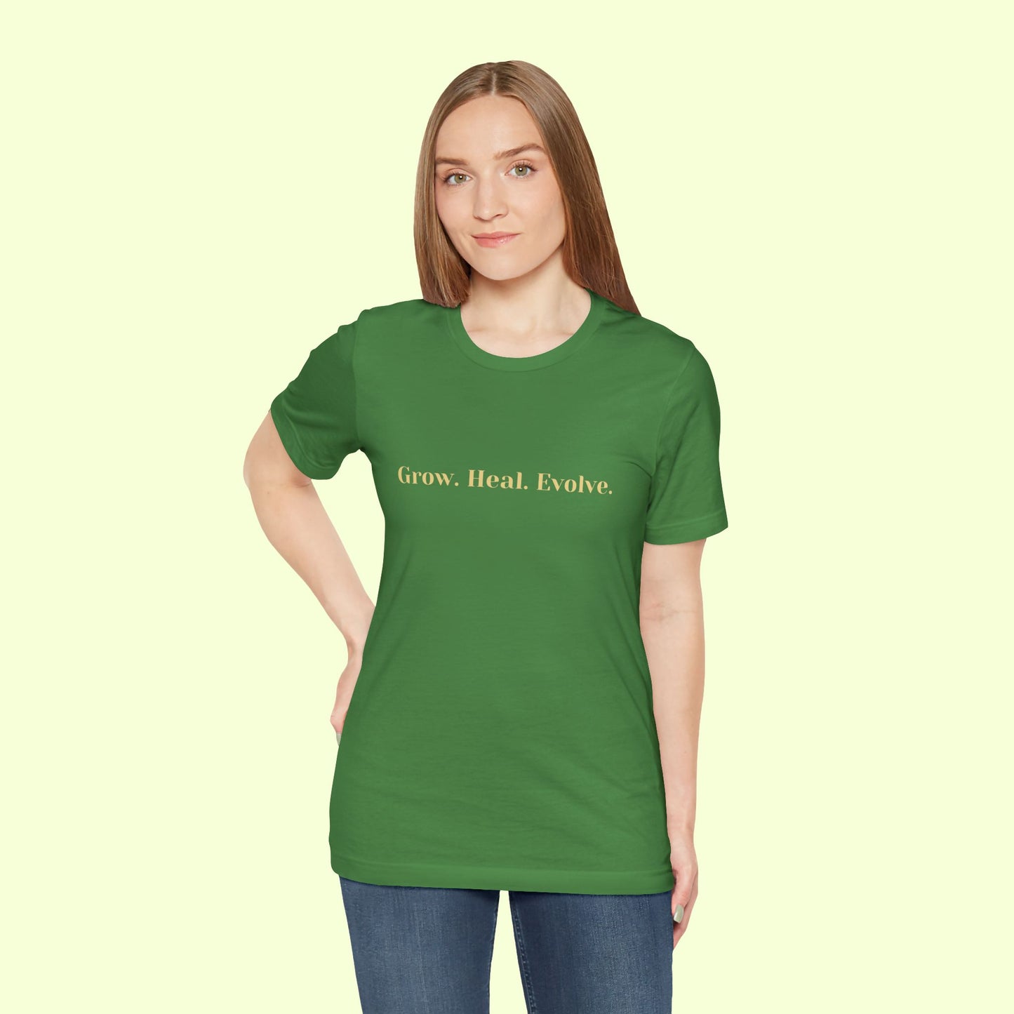 Grow. Heal. Evolve. T-Shirt for Women | Inspirational Faith Quote Tee