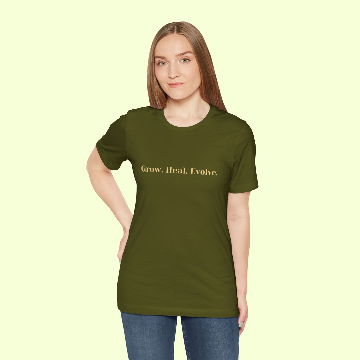 Grow. Heal. Evolve. T-Shirt for Women | Inspirational Faith Quote Tee