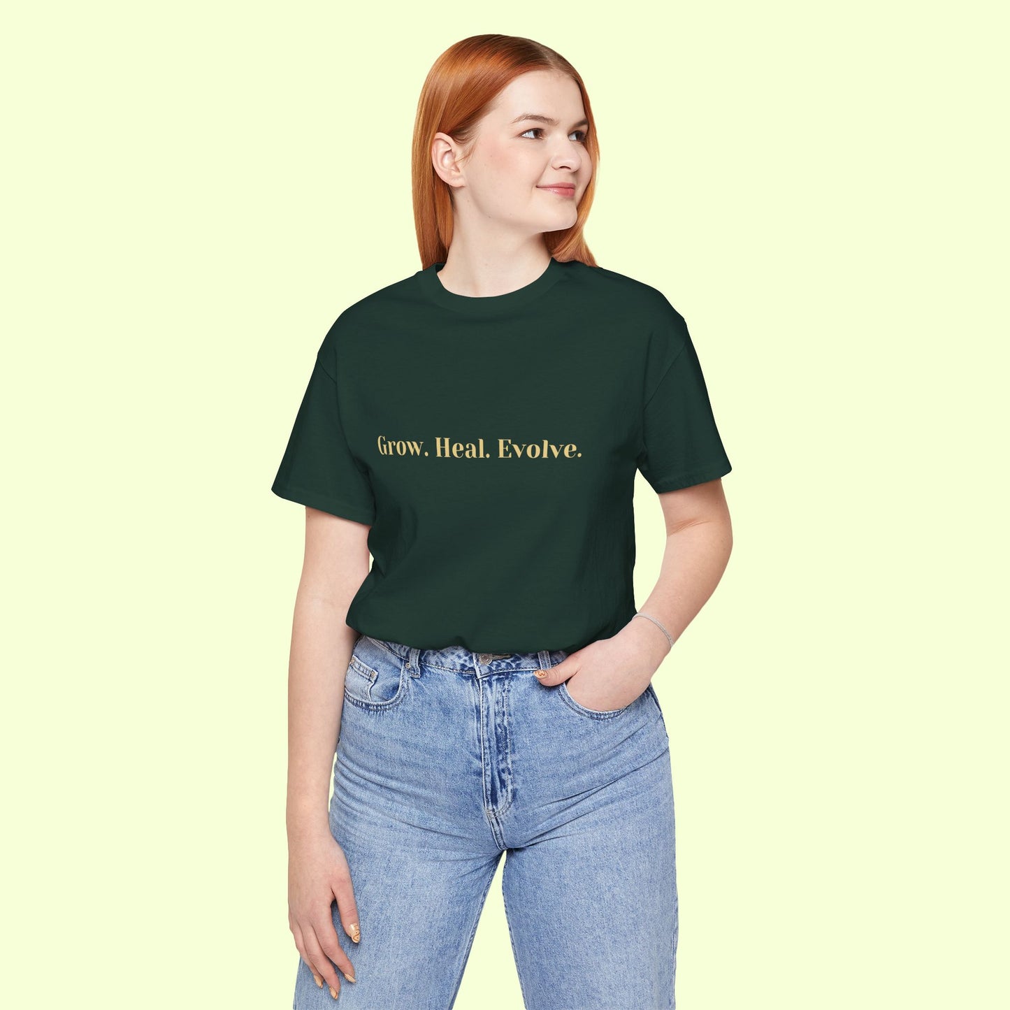 Grow. Heal. Evolve. T-Shirt for Women | Inspirational Faith Quote Tee