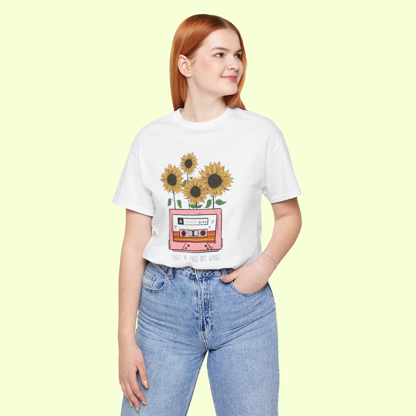 Trust In Vibes Not In Words. T-Shirt for Women | Inspirational Faith Quote Tee