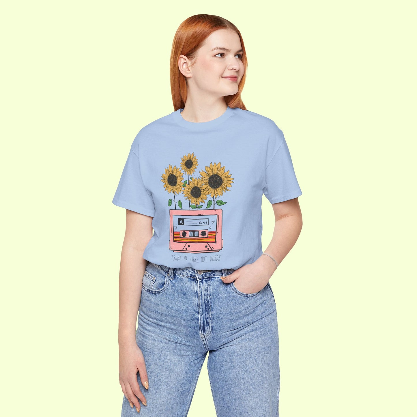 Trust In Vibes Not In Words. T-Shirt for Women | Inspirational Faith Quote Tee