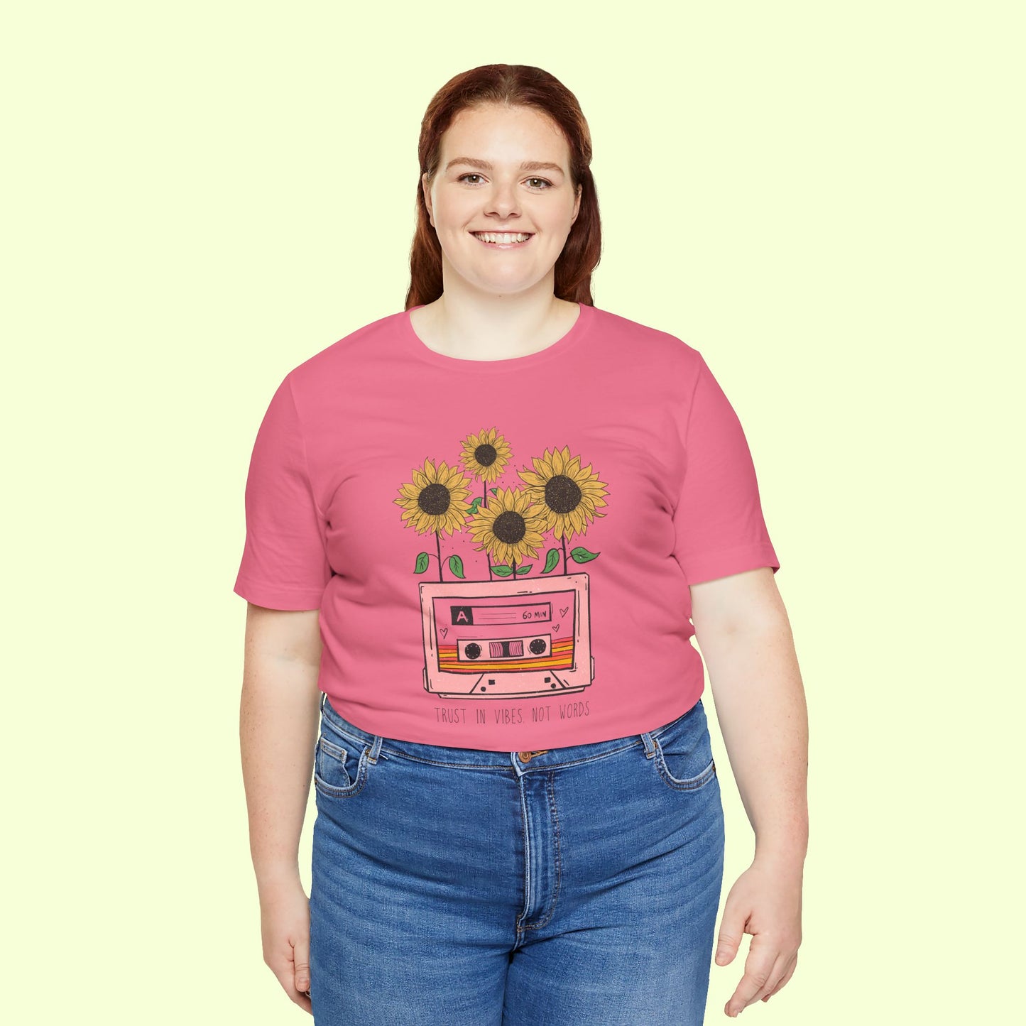 Trust In Vibes Not In Words. T-Shirt for Women | Inspirational Faith Quote Tee