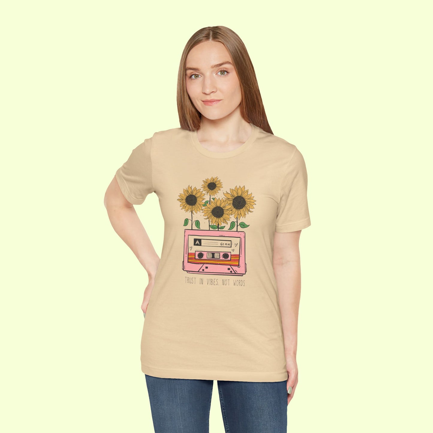 Trust In Vibes Not In Words. T-Shirt for Women | Inspirational Faith Quote Tee
