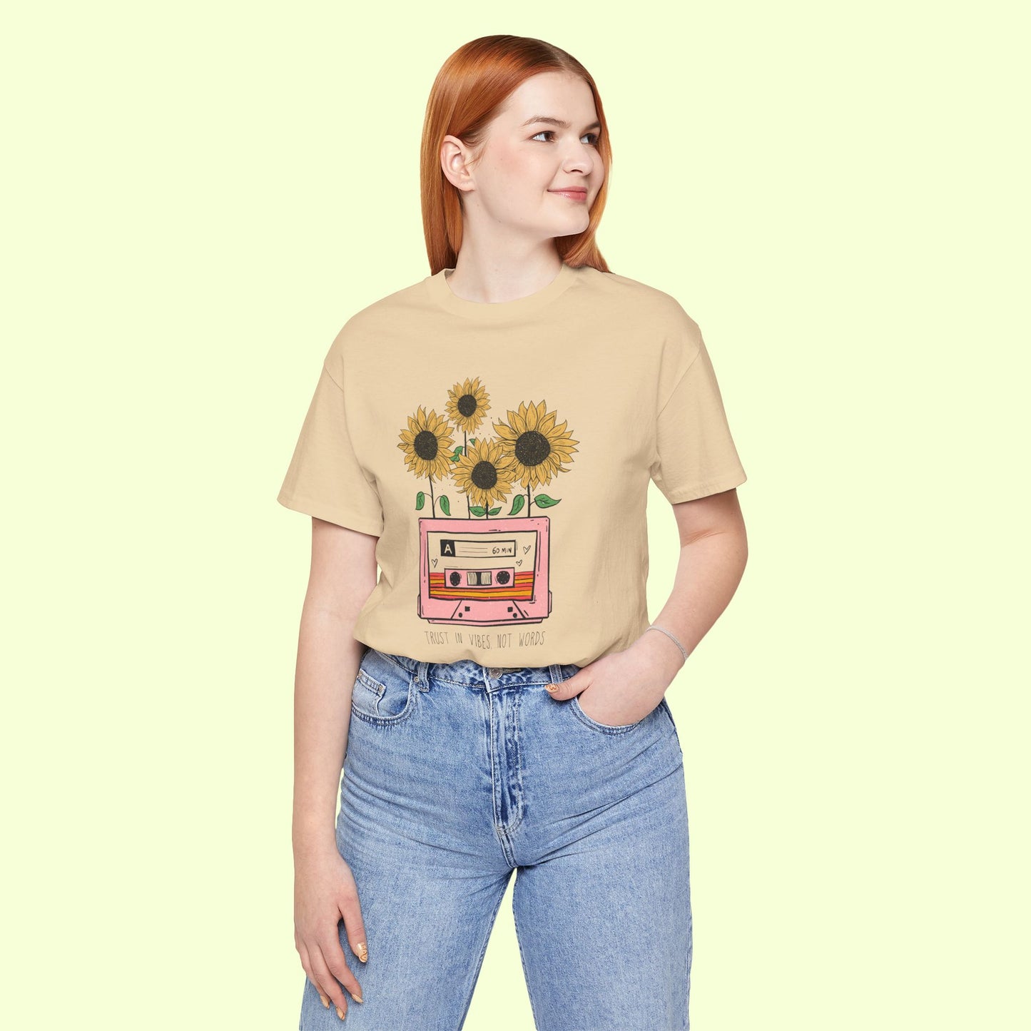 Trust In Vibes Not In Words. T-Shirt for Women | Inspirational Faith Quote Tee