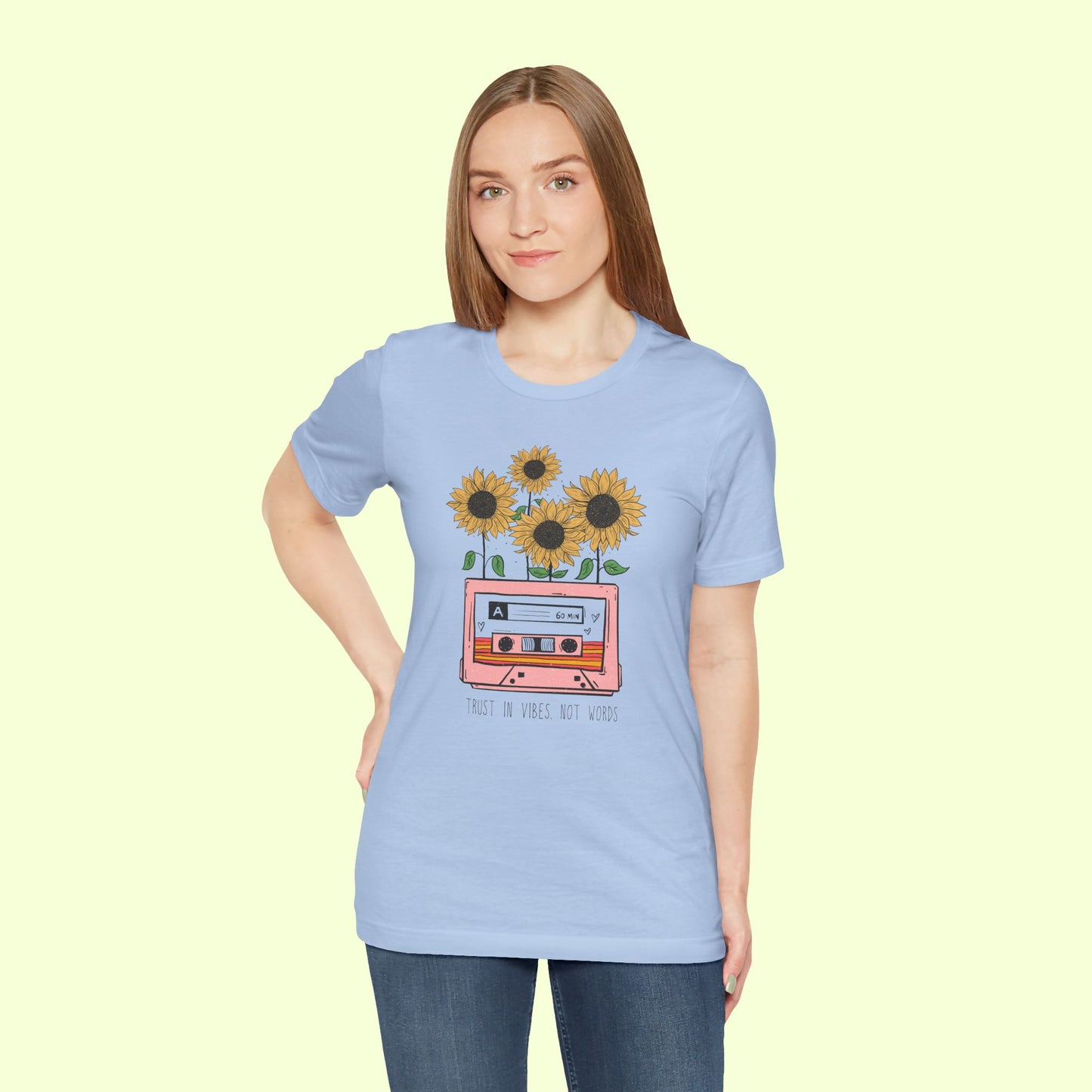 Trust In Vibes Not In Words. T-Shirt for Women | Inspirational Faith Quote Tee