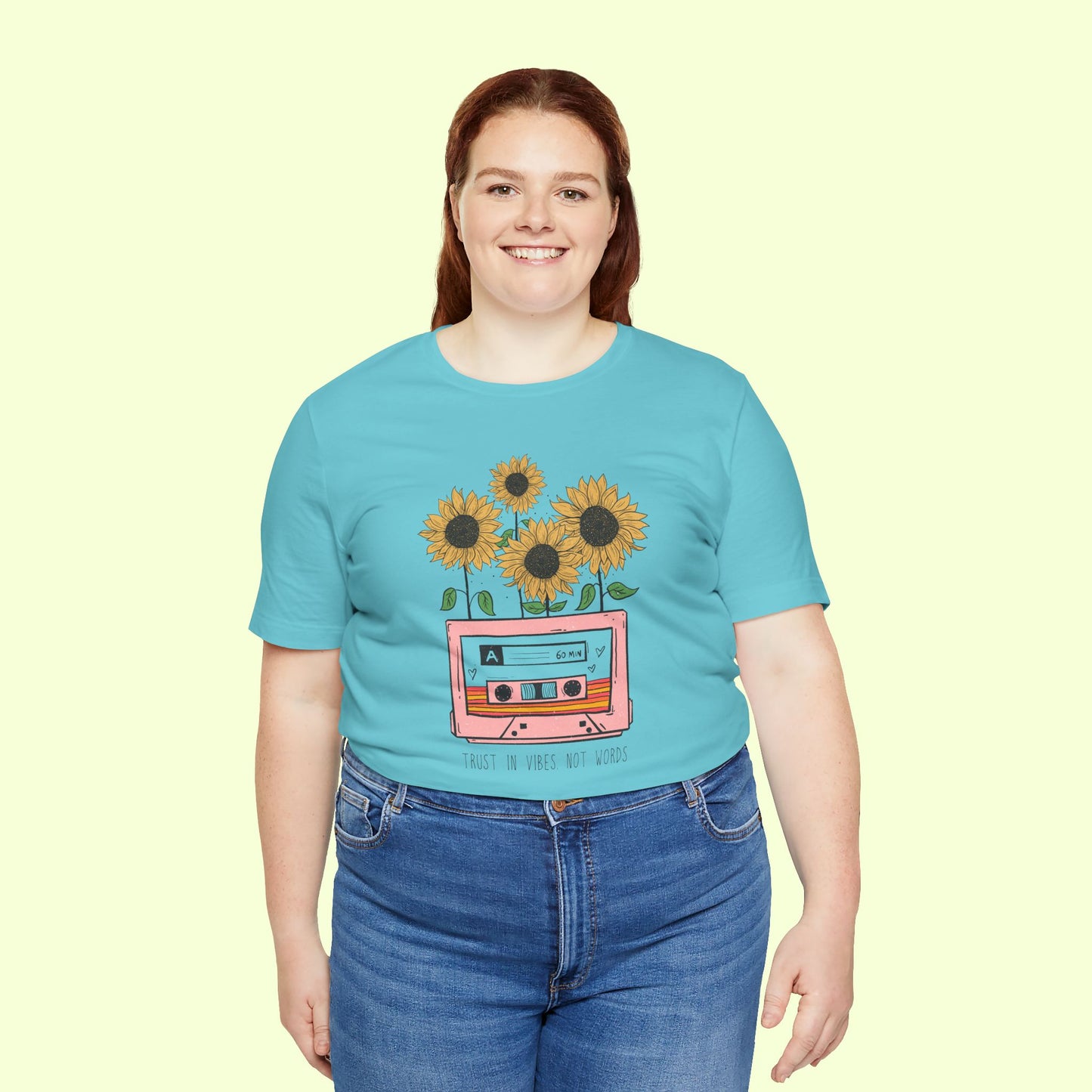 Trust In Vibes Not In Words. T-Shirt for Women | Inspirational Faith Quote Tee