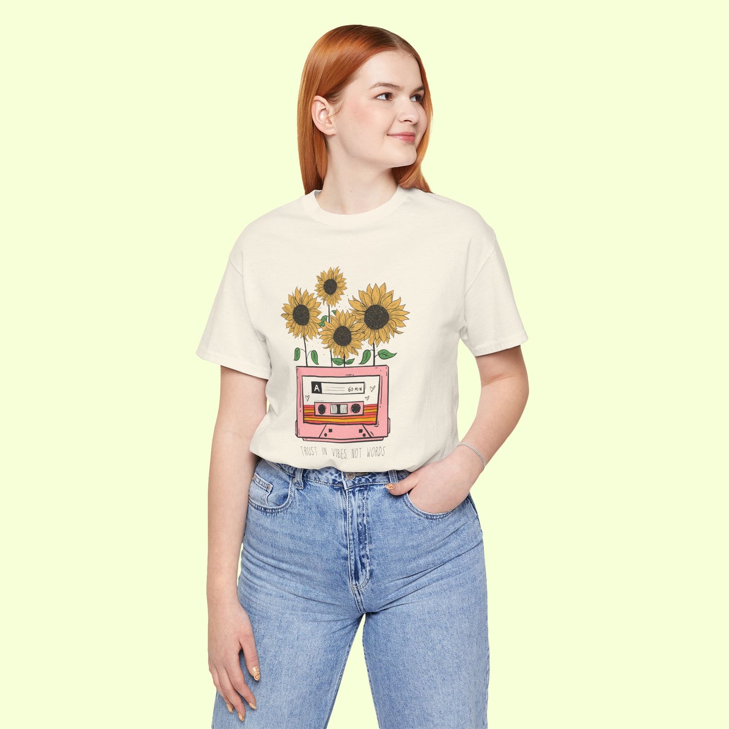Trust In Vibes Not In Words. T-Shirt for Women | Inspirational Faith Quote Tee