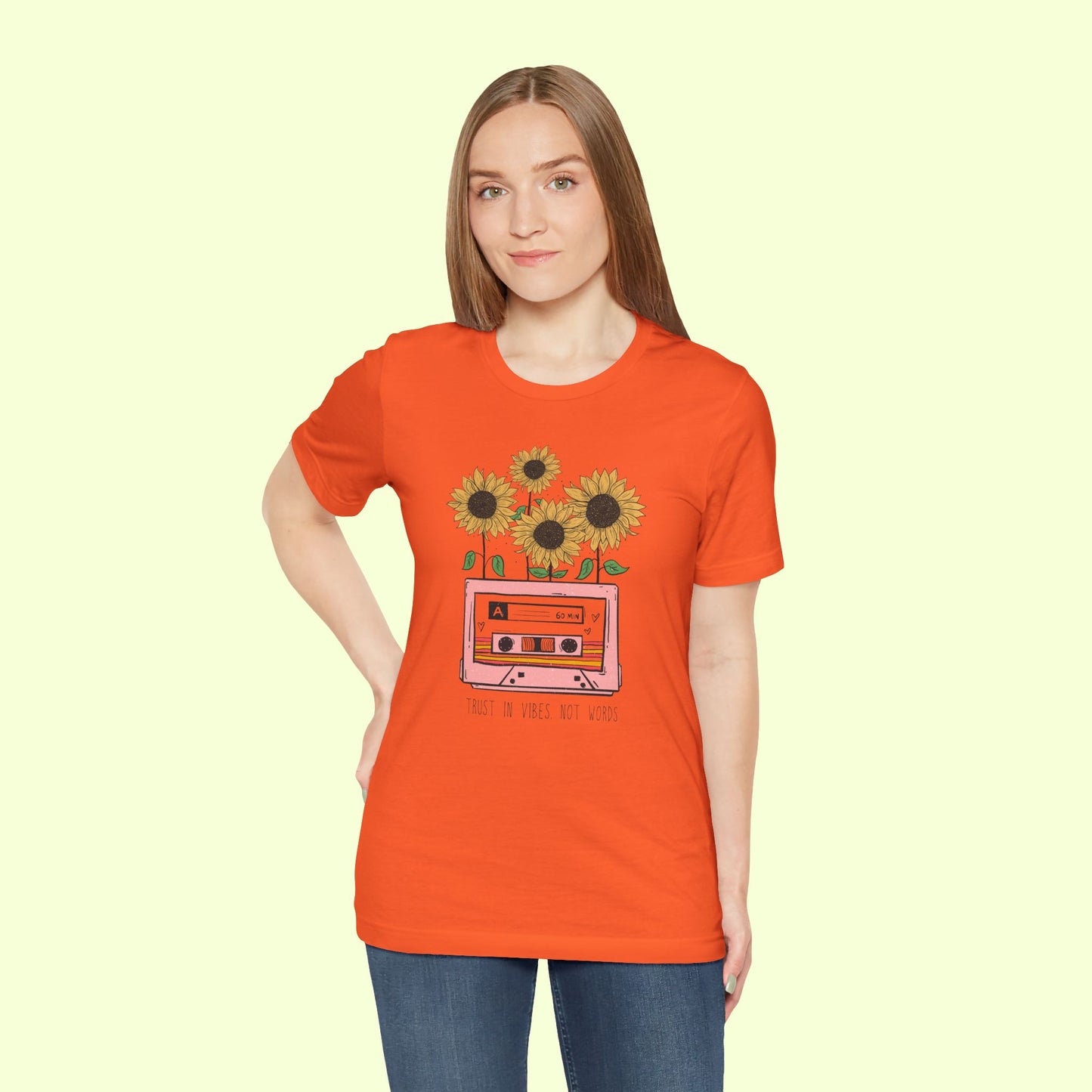 Trust In Vibes Not In Words. T-Shirt for Women | Inspirational Faith Quote Tee