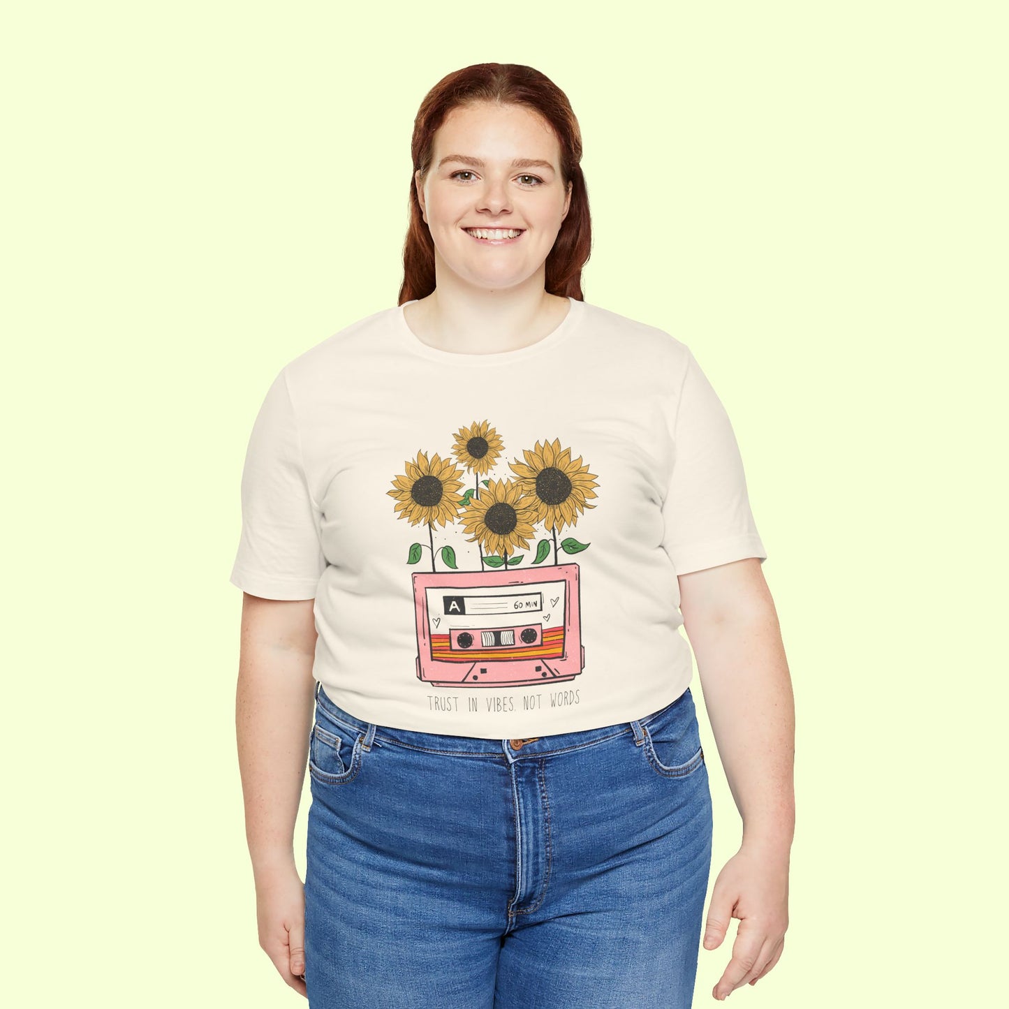 Trust In Vibes Not In Words. T-Shirt for Women | Inspirational Faith Quote Tee