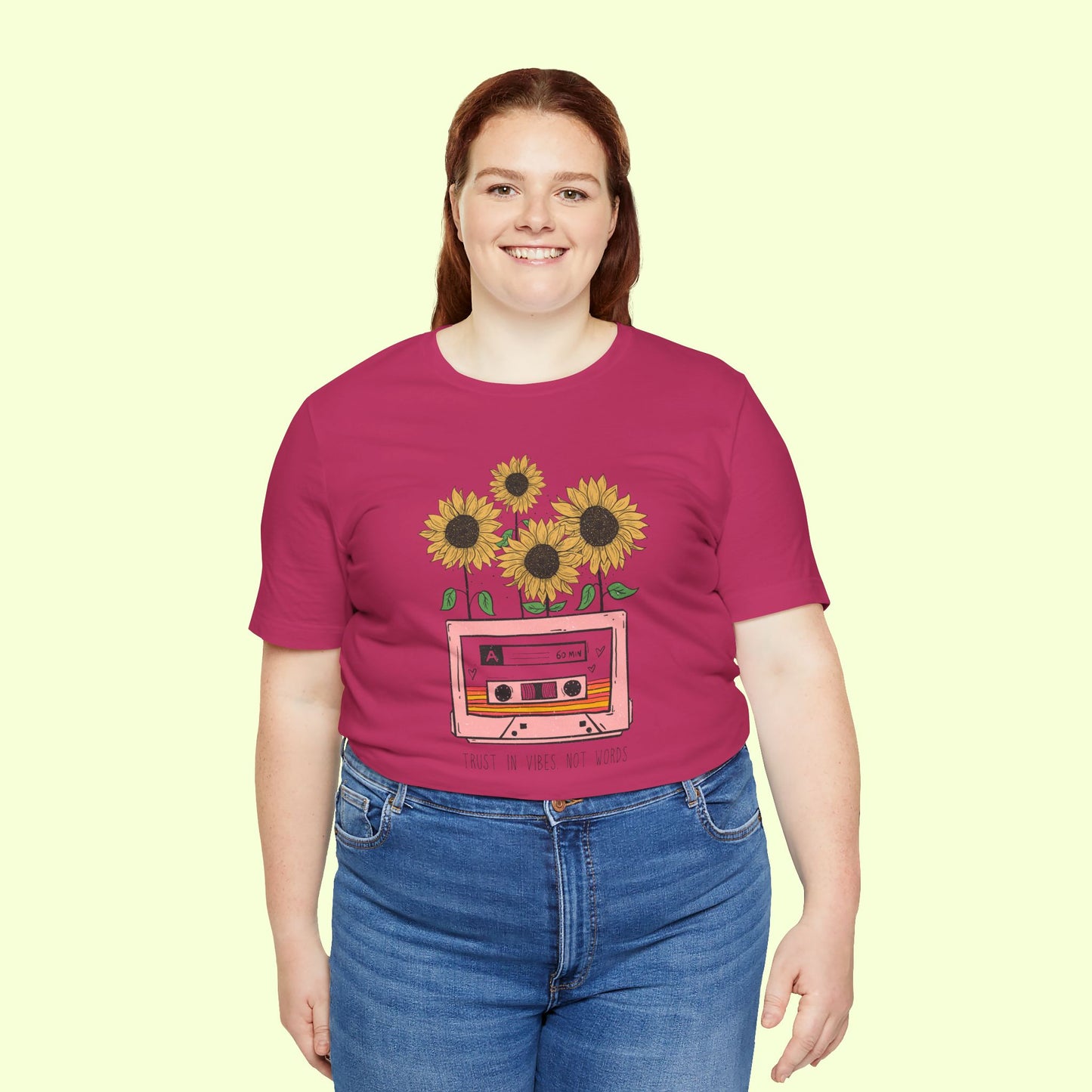 Trust In Vibes Not In Words. T-Shirt for Women | Inspirational Faith Quote Tee
