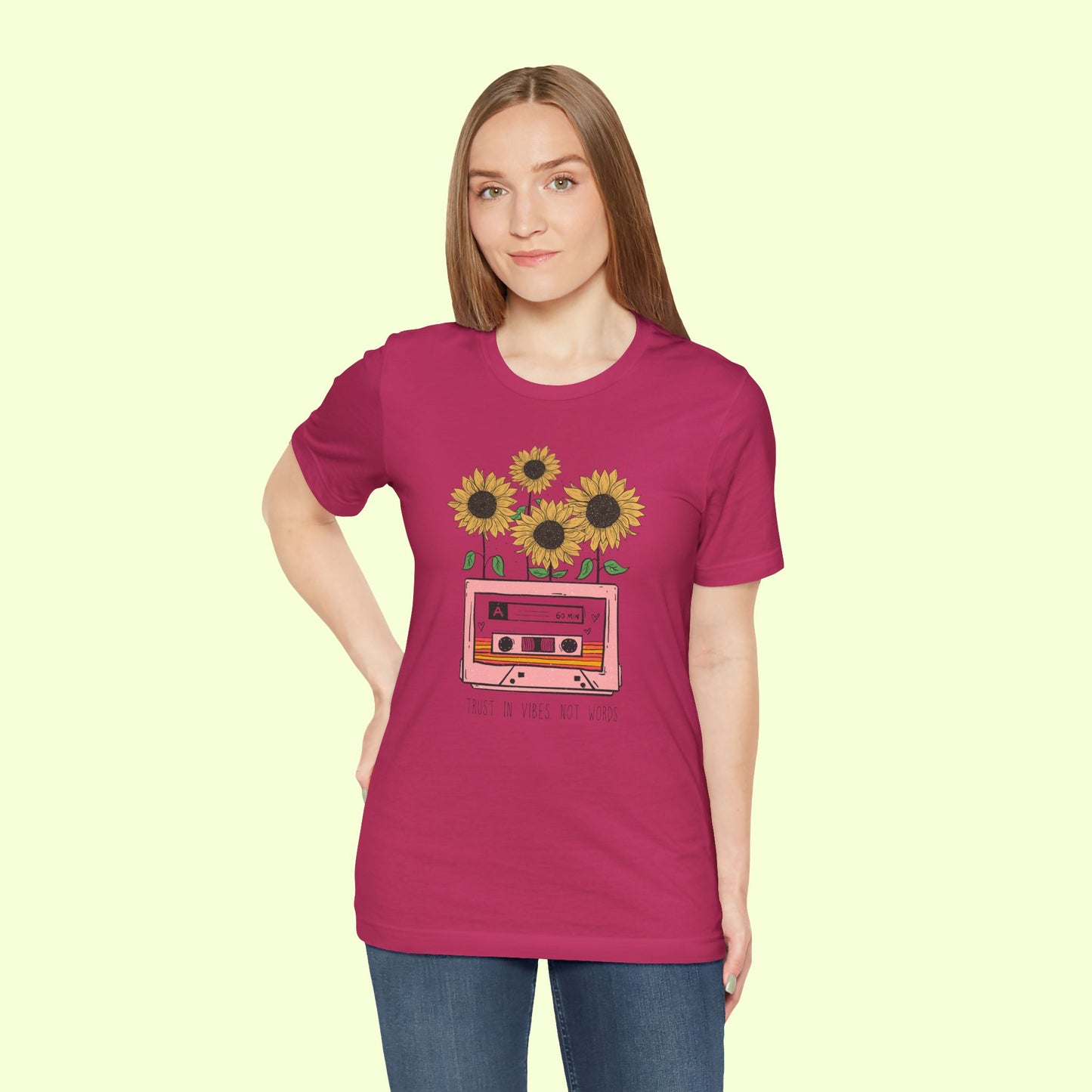 Trust In Vibes Not In Words. T-Shirt for Women | Inspirational Faith Quote Tee