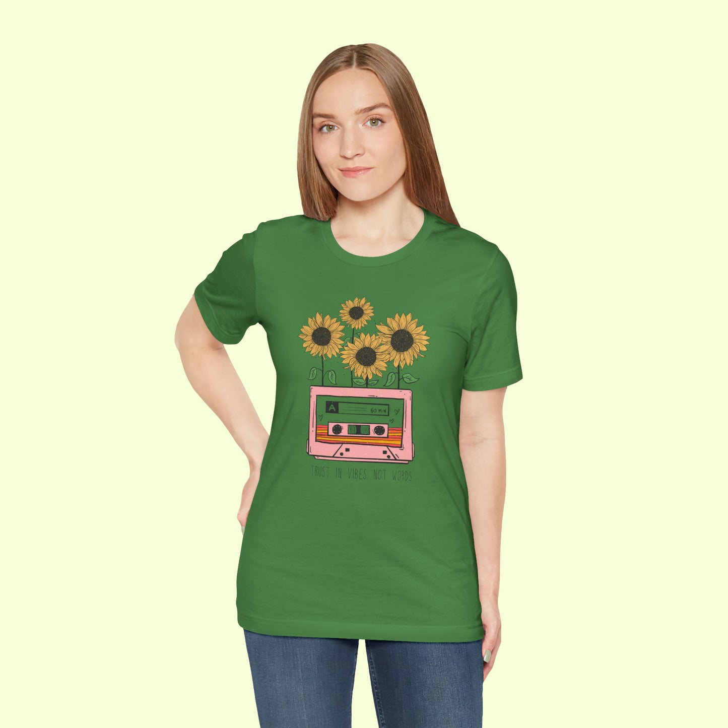 Trust In Vibes Not In Words. T-Shirt for Women | Inspirational Faith Quote Tee