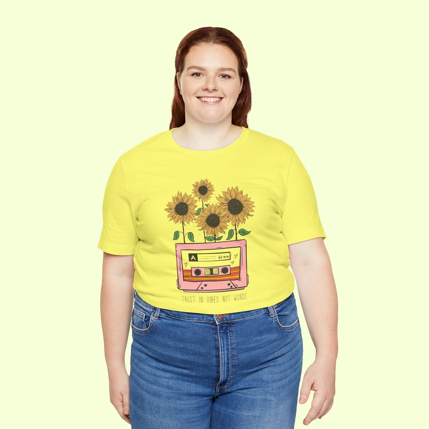 Trust In Vibes Not In Words. T-Shirt for Women | Inspirational Faith Quote Tee
