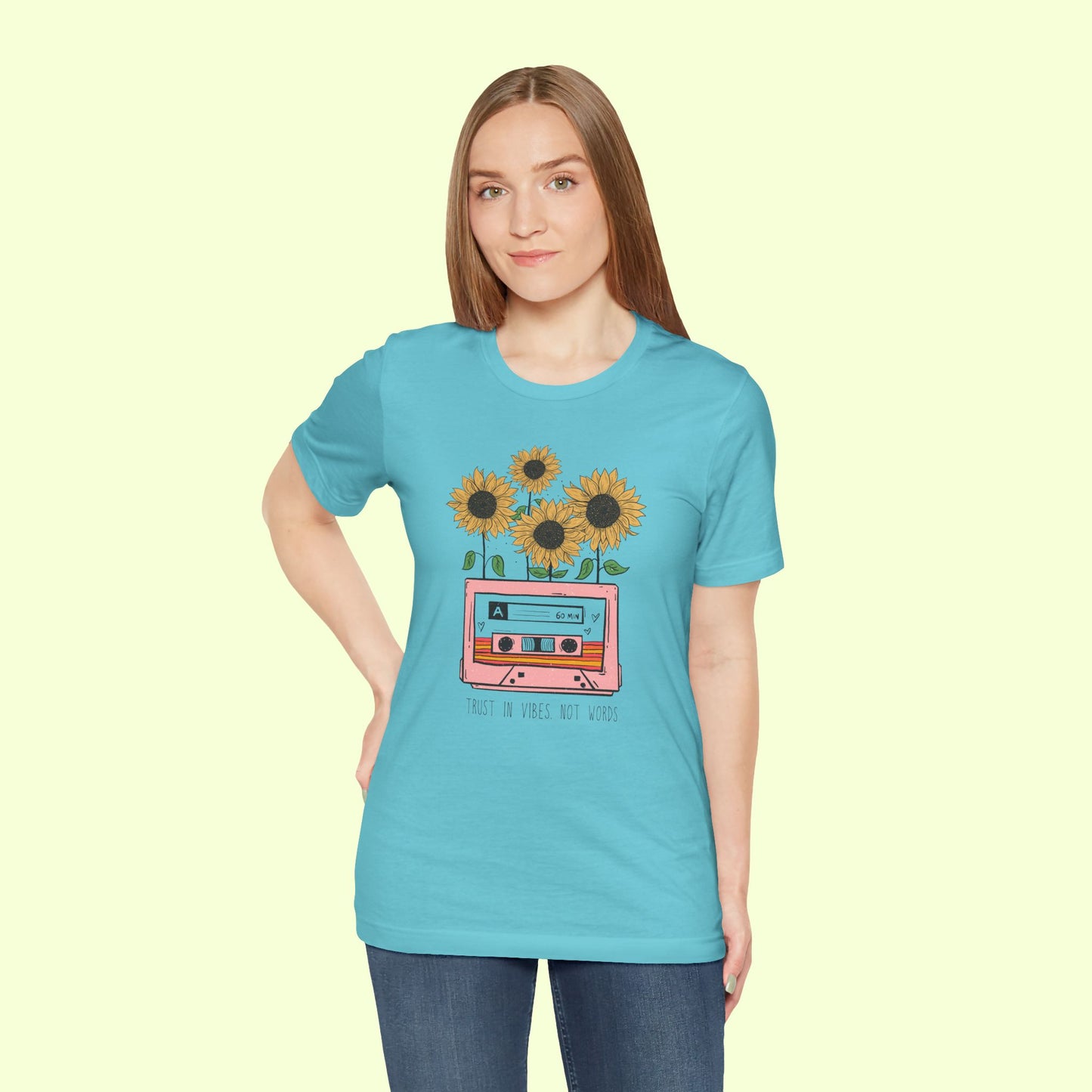 Trust In Vibes Not In Words. T-Shirt for Women | Inspirational Faith Quote Tee