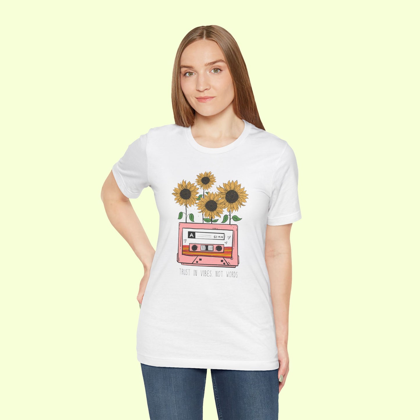 Trust In Vibes Not In Words. T-Shirt for Women | Inspirational Faith Quote Tee
