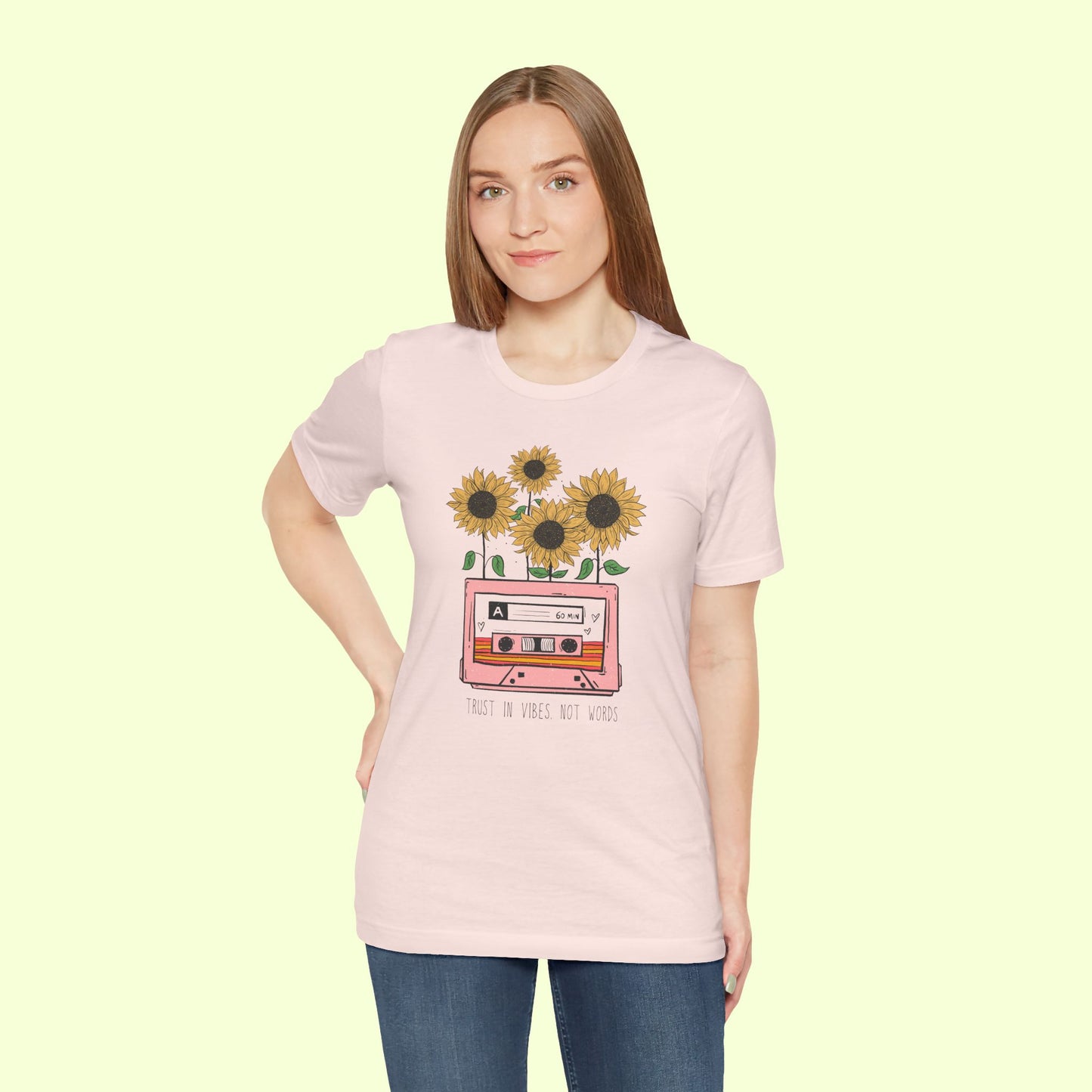 Trust In Vibes Not In Words. T-Shirt for Women | Inspirational Faith Quote Tee